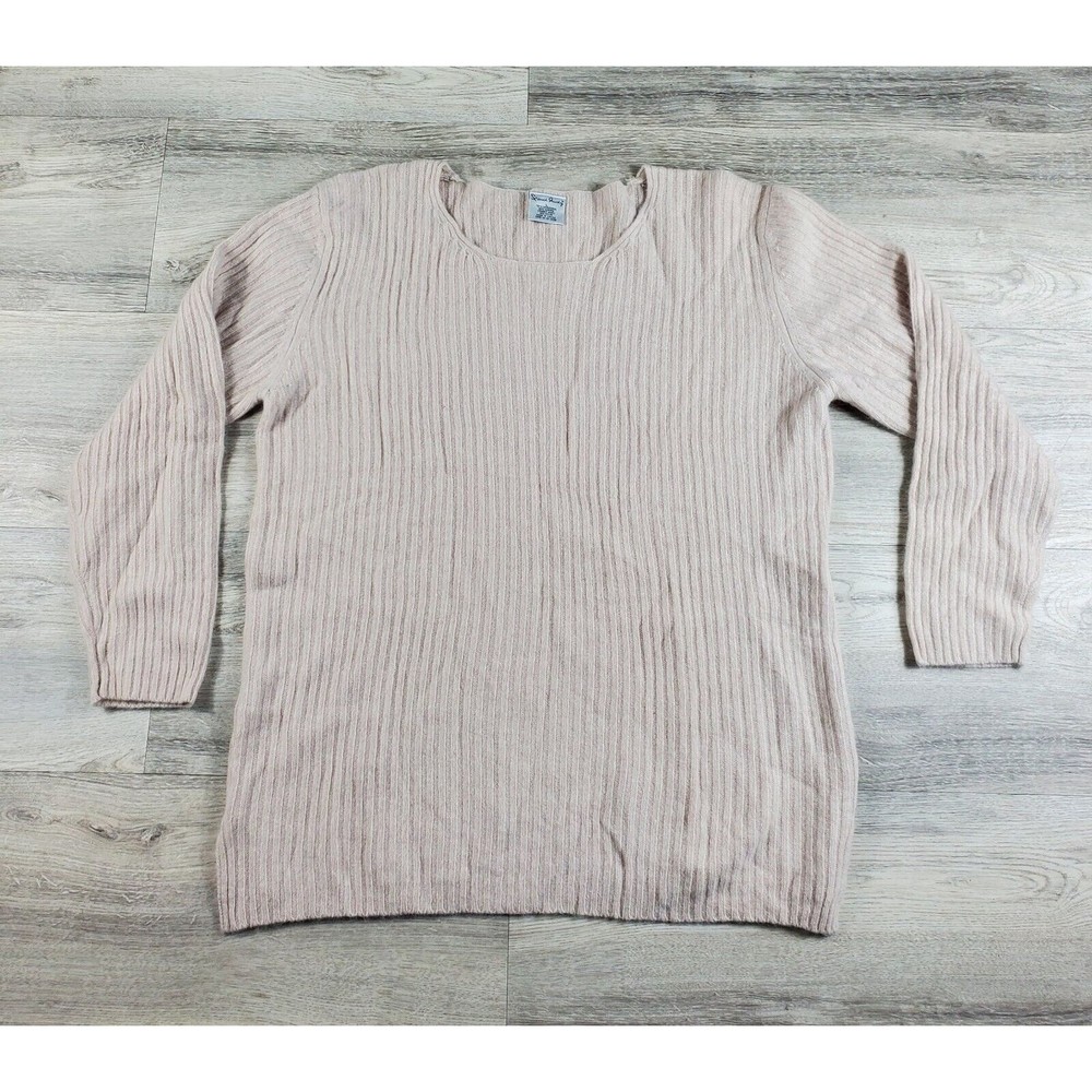 French Laundry Women's Large Lambswool & Angora Ribbed Ivory Sweater